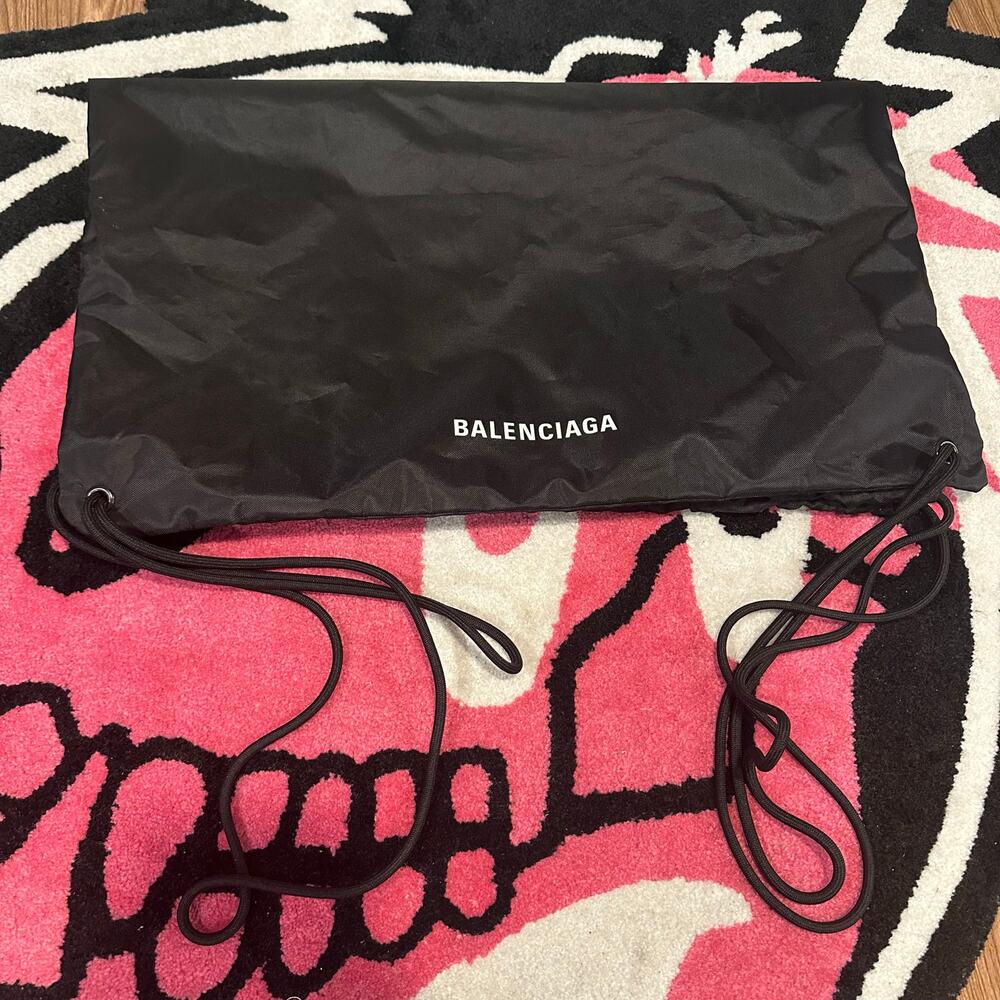 Balenciaga Black Nylon Drawstring Backpack Bag – 23" x 19.5" - Picture 2 of 6